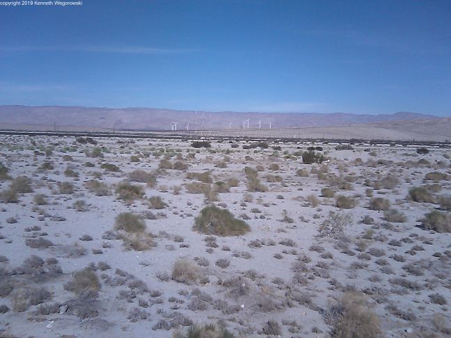 view from Gene Autry Trail in Palm Springs looking at Edom Hill wind farm