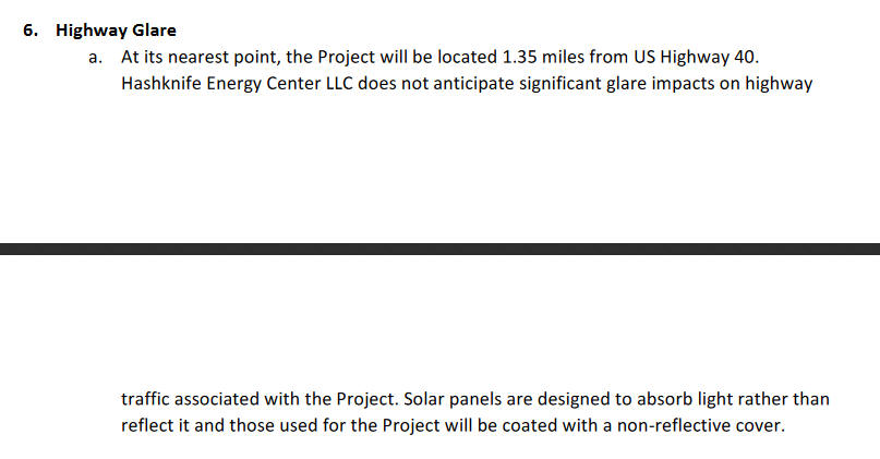 I am concerned that solar glare will hit Chevelon Canyon Ranch
