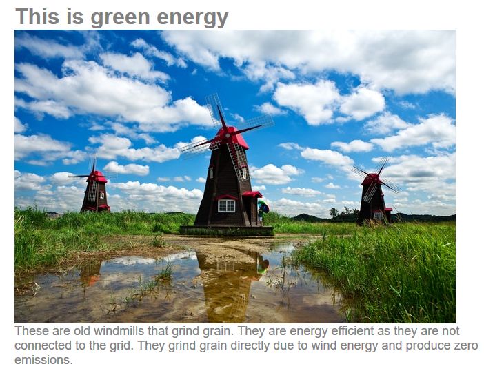 Clean Green Energy Comes From Windmills Of Old Not New